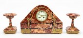 THREE PIECE ART DECO MARBLE CL