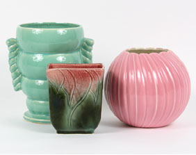 Three piece art pottery lot: