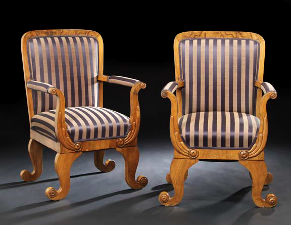 Three-Piece Biedermeier Walnut
