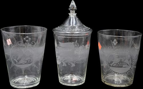 THREE PIECE BLOWN GLASS LOTThree