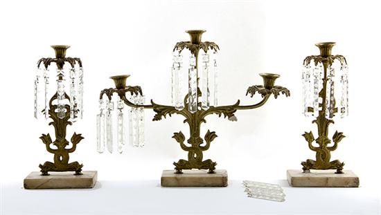 Three-piece brass girandole set