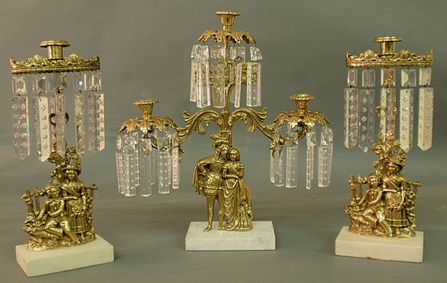Three-piece brass girandole set