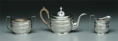 Three piece coin silver tea
