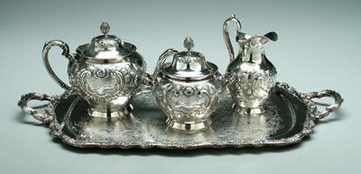 Three piece coin silver tea