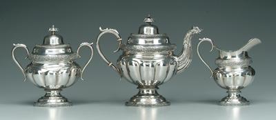 Three-piece coin silver tea