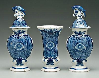 Three piece Delft garniture: