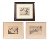 THREE PIECE DUCK ETCHING LOT: