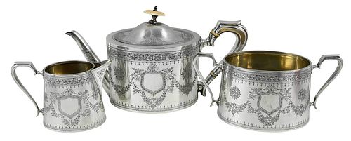 THREE PIECE ENGLISH SILVER TEA