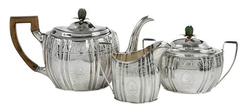 THREE PIECE ENGLISH SILVER TEA