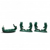 THREE PIECE FISH MAJOLICA TABL