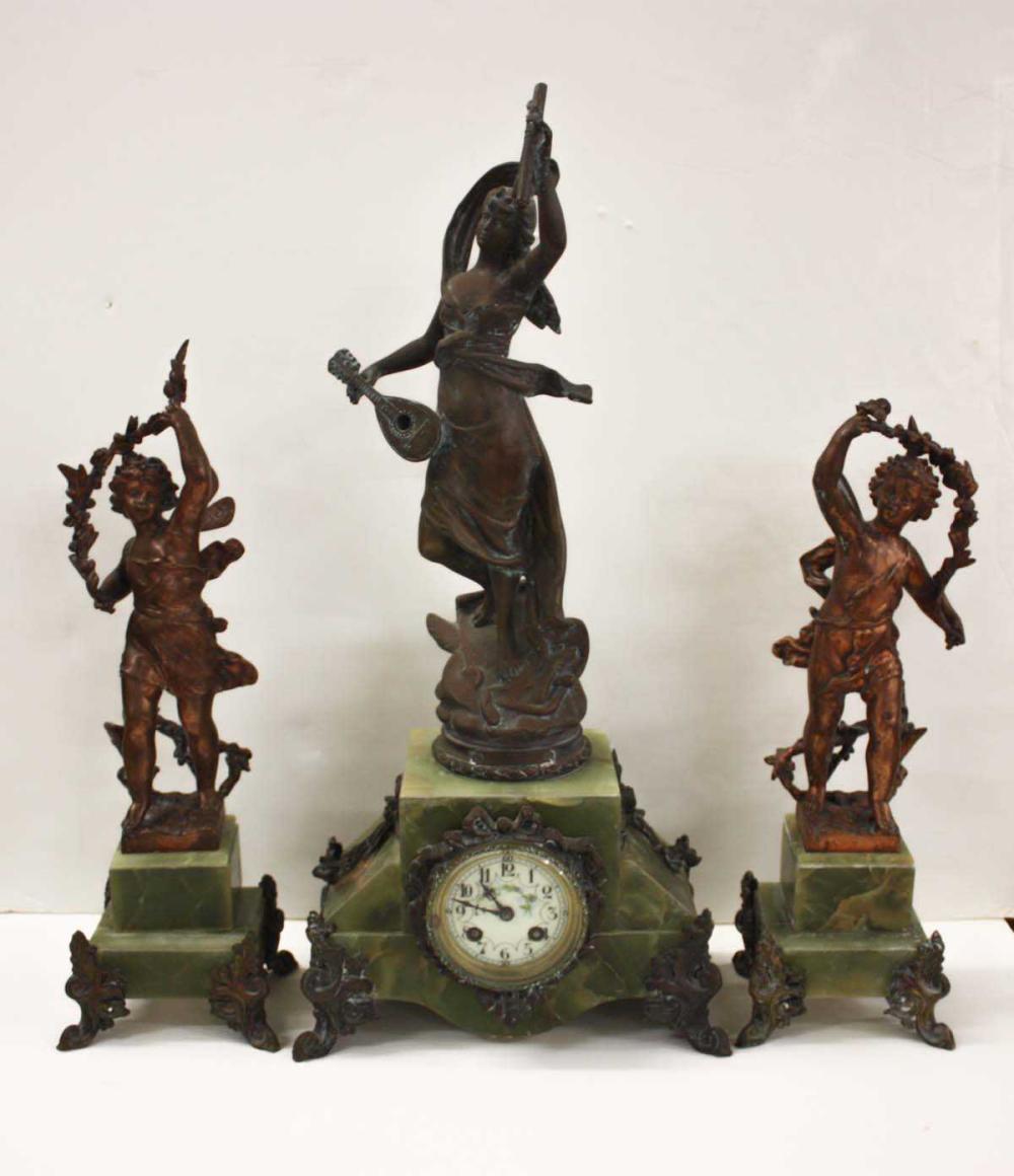THREE-PIECE FRENCH CLOCK SET,