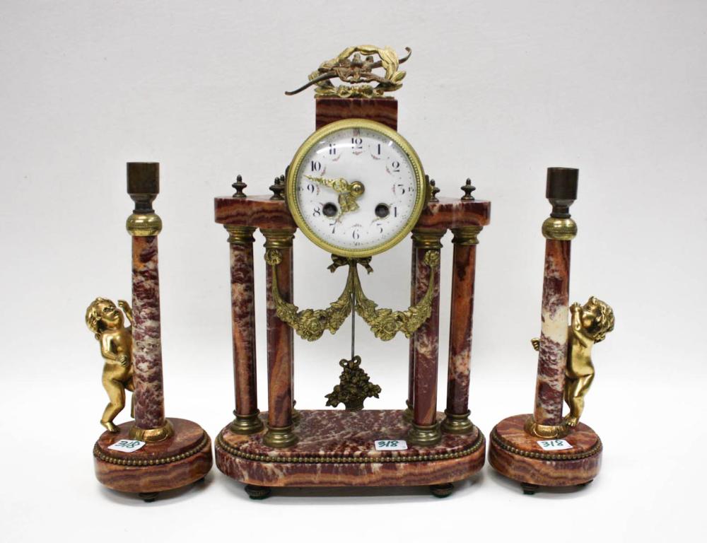 THREE-PIECE FRENCH CLOCK SET,