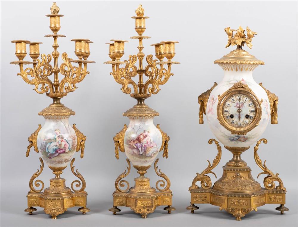 THREE-PIECE FRENCH PORCELAIN
