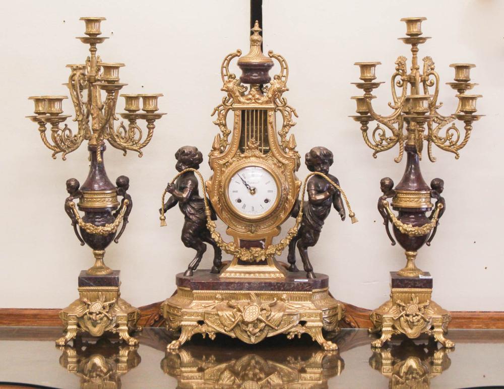 THREE-PIECE FRENCH STYLE CLOCK
