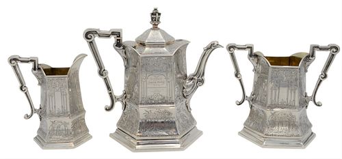 THREE PIECE GEORGE IV SILVER TEA