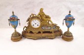THREE-PIECE GILT BRONZE MANTEL