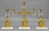 Three piece gilt metal and mar