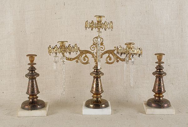 Three-piece gilt metal girandole
