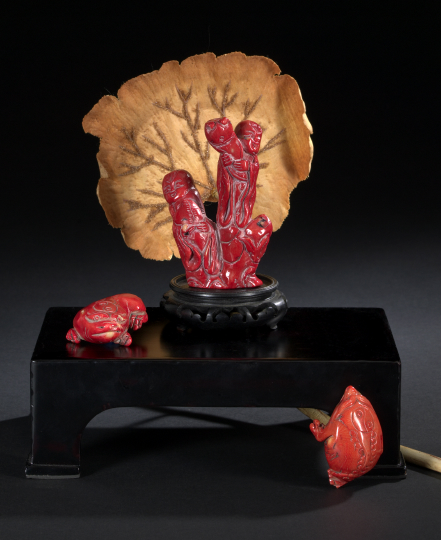 Three-Piece Group of Chinese Carved
