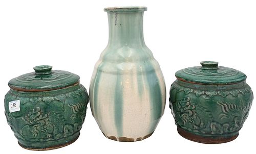 THREE PIECE GROUP OF GLAZED