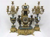 THREE PIECE ITALIAN GILT BRONZ