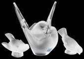 THREE PIECE LALIQUE FROSTED GL