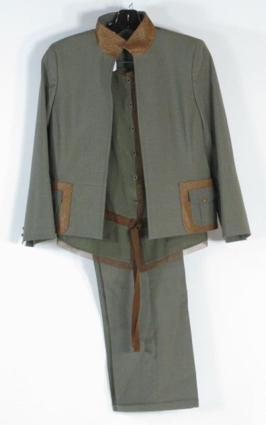Three Piece Leather Trimmed Suit