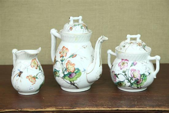 THREE PIECE LIMOGES TEA SET. All