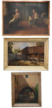 THREE PIECE LOT OF PAINTINGSTh