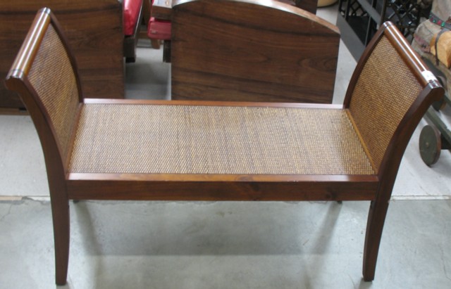 THREE-PIECE MAHOGANY AND REED PANEL