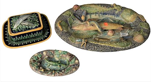 THREE PIECE MAJOLICA LOT TO INCLUDE