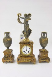 THREE-PIECE MARBLE AND GILDED