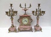 THREE-PIECE MARBLE AND GILDED
