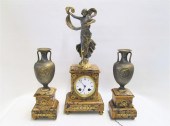 THREE-PIECE MARBLE AND GILT ME