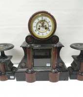THREE-PIECE MARBLE CLOCK & GAR