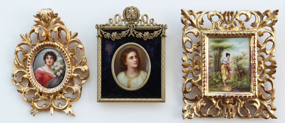 THREE PIECE MINIATURE PAINTING ON