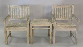 THREE PIECE OUTDOOR TEAK LOT T