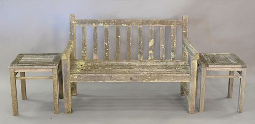 THREE PIECE OUTDOOR TEAK LOT TO
