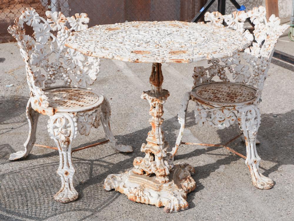 THREE-PIECE PAINTED IRON PATIO