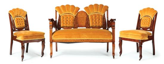 THREE PIECE PARLOR SET. Oak