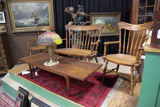 THREE PIECE PARLOR SET. Oak with