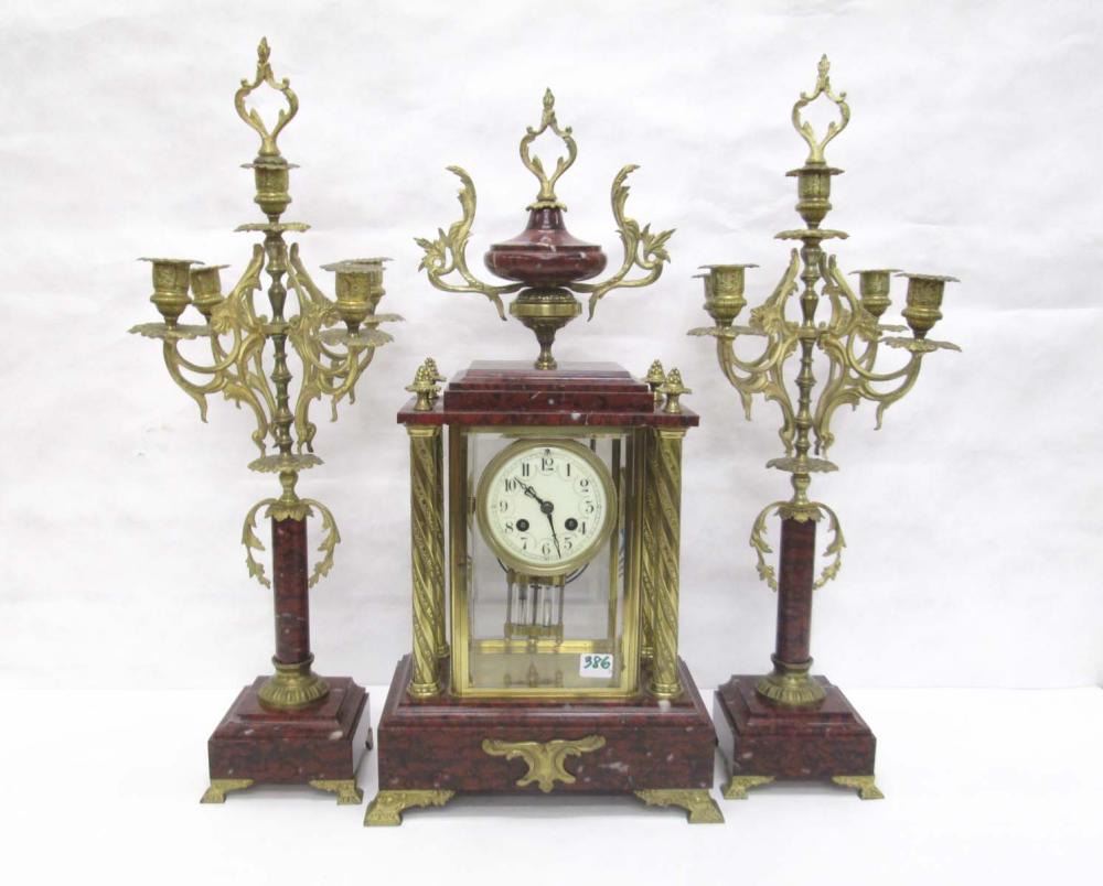 THREE-PIECE ROUGE MARBLE AND