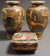 THREE-PIECE SATSUMA STYLE DECO
