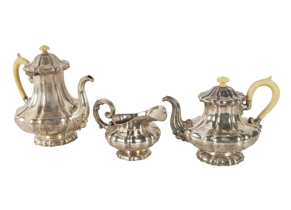 THREE PIECE SILVER TEA SETunmarked;