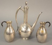 THREE-PIECE SILVER TEAPOT, HT.