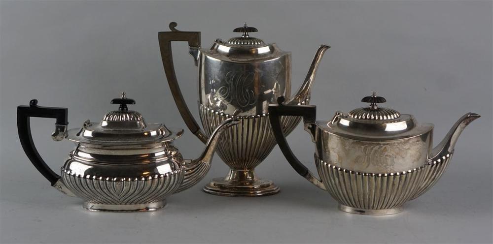 THREE-PIECE SILVERPLATED TEA AND
