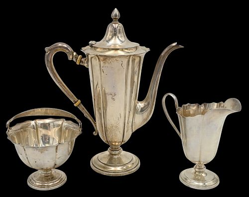 THREE PIECE STERLING SILVER TEA