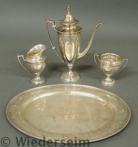 Three-piece sterling silver tea