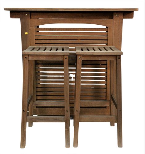 THREE PIECE TEAK OUTDOOR BAR