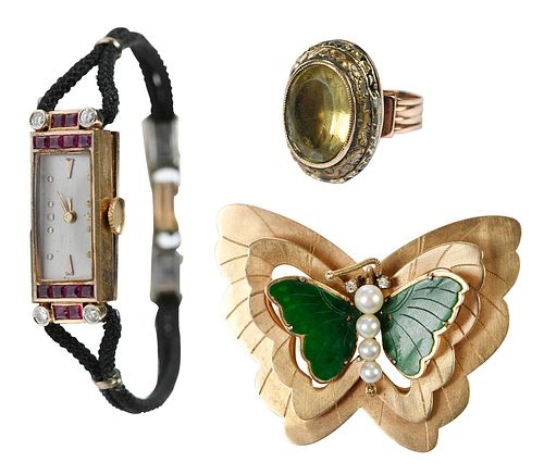 THREE PIECES 14KT. RETRO